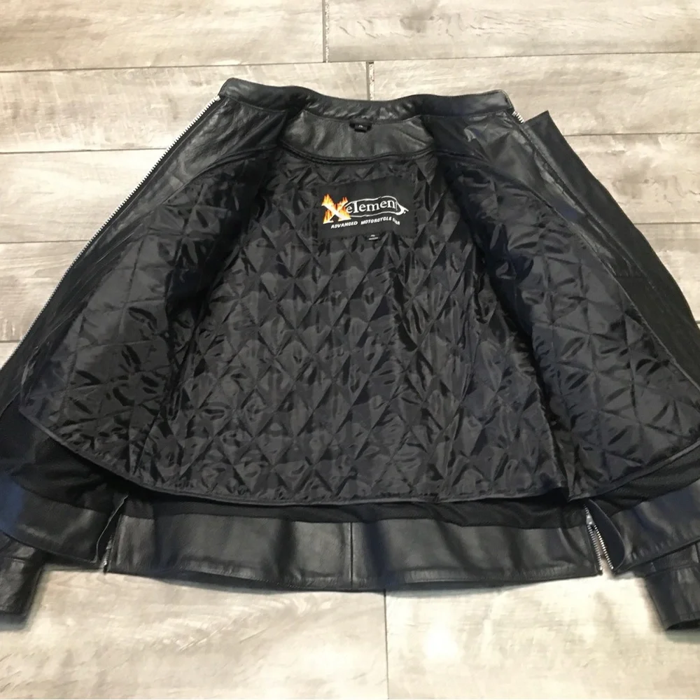 X-Element Biker Cafe Racer Lined Motorcycle Riding Womens Leather Jacket Size XL